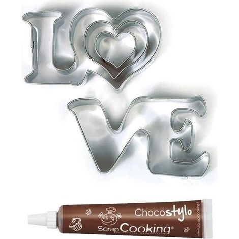 Emporte-pièces en inox Love + Stylo chocolat