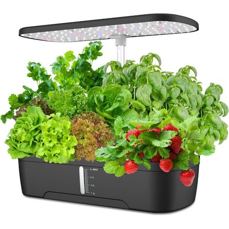Kit de jardin d'herbes aromatiques d'intérieur pour jardiniers amateurs, pompe silencieuse avec minuterie automatique, éclairage LED à spectre complet pour une culture des plantes toute l'année, eau (1/5)