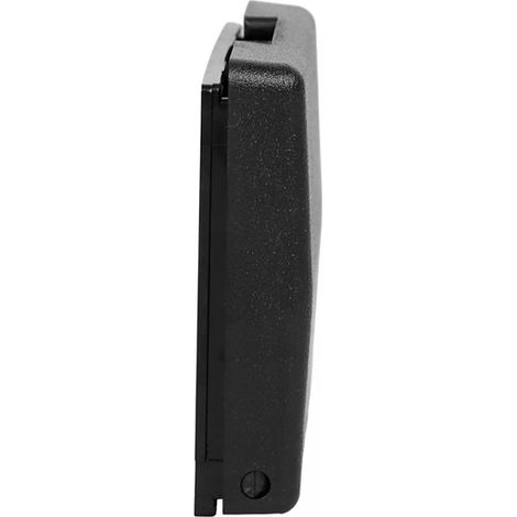 Available in one color only: black. Material: plastic. Foldable motorcycle-style drink holder with mounting hardware.