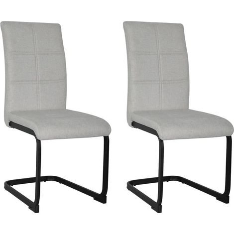 Lot de 2 chaises en tissu écru et pied luge en métal noir - VERDI (1/5)