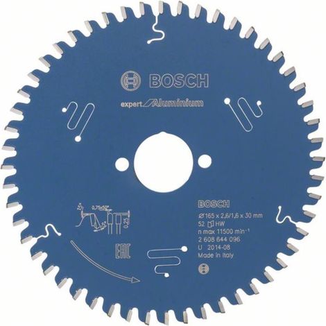 Hoja carburo Expert Alu165x2,6x30mm diente 52 TF-Bosch