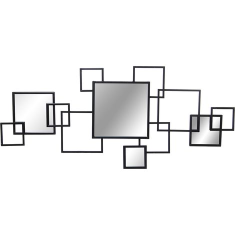 Ornement Mural En Métal Noir Avec Miroirs 120X2X53 Cm (1/5)