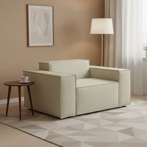 Dmora - Sillón Dciurri, Sillón, 100% Made in Italy, Sillón relax en tela tapizada, 140x95h70cm, Beige (1/5)