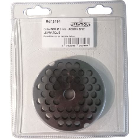 Rejilla de acero inoxidable ø 8 mm universal para picadora N°22 - El Práctico