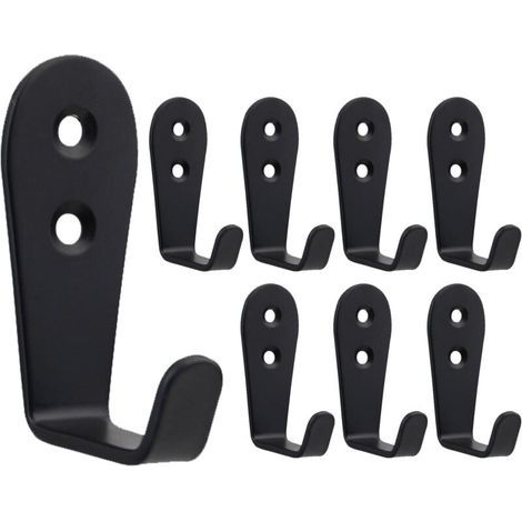 8 Crochets Muraux Noir, Patère Murale Métal Lourd Acier Inoxydable Petit L Crochet Individuel pour Suspendre des Manteau Vêtements Vestes Peignoirs Serviettes Chapeaux Clés Sacs Tasses (1/4)