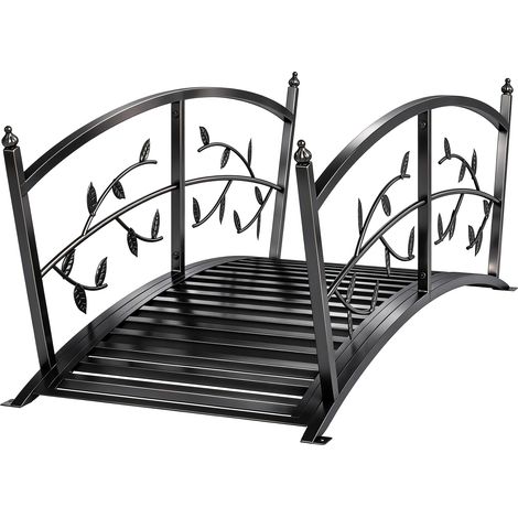 Pont de jardin métal 120 cm avec rambarde sécurité aspect antique résistant rouille montage facile