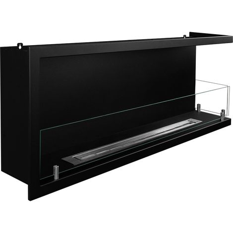 Camino a Bioetanolo Chisone, Caminetto Capacità 1.25 lt, Superficie Riscaldabile 30 m2, Potenza (kw) 3, 120x22x45h cm Nero