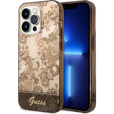 Hülle für iPhone 14 Pro Max, Guess Porcelain Collection, Ocker (1/5)