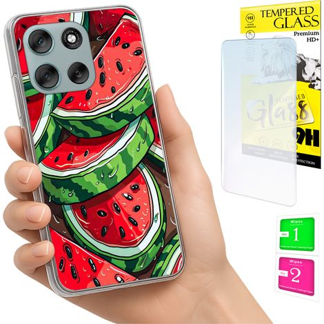 Funda para Motorola Moto G56 con foto, diseño de sandía y cristal. (1/5)