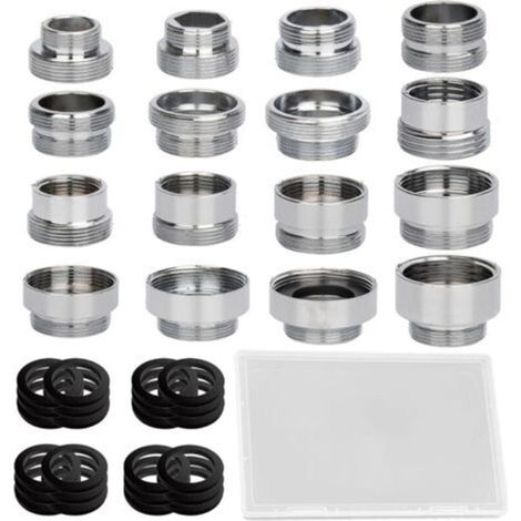 16 adaptateurs de raccord d'eau, adaptateur de robinet M18 vers M22, adaptateur de robinet avec filetage, kit réducteur de robinet (1/5)