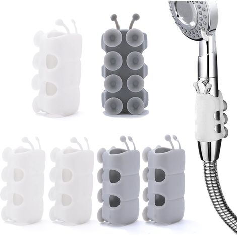 6 Pieces Shower Head Holder with Suction Cup Universal Handheld Shower Holder No Drilling Needed Reusable Wall Mount Bracket for Metal Marble Glass Ceramic (2 Colori) (1/5)