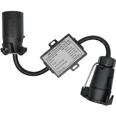 Connecteur de feux de remorque USA vers UE, adaptateur de prise 7 broches, connecteur de remorque pour véhicule, barre de remorquage (1/4)