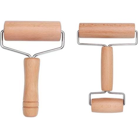 Petit rouleau à patisserie, rouleau à pate en bois, rouleau à pizza en forme de 7 avec manche en bois antiadhésif pour la cuisson des pizzas, des raviolis et autres patisseries. (1/5)