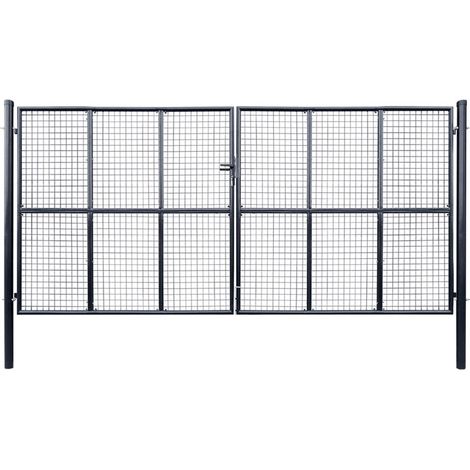 Mesh Garden Gate Galvanised Steel 415x175 cm Grey vidaXL (1/5)