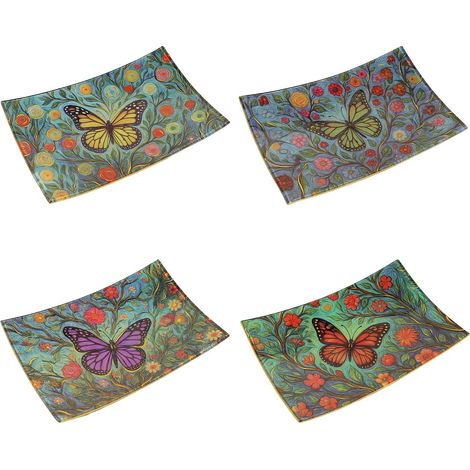 Schmetterlings-Glasteller – Farbenfrohes und modernes Blumendesign