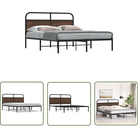 vidaXL Cadre de lit sans matelas 150x200 cm chêne marron (1/5)