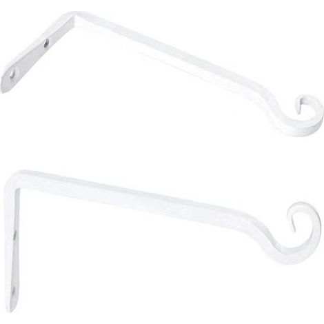Lot de 2 Crochets- Blanc de Suspension Muraux Décoration Fer Forgé pour Jardin avec Vis pour Plantes Mangeoires à Oiseaux Lanternes (1/5)