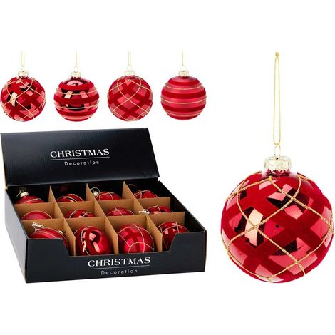 Pallina di natale 8cm - rosso colore assortito