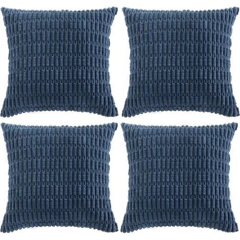 Housse de coussin décorative bohème corail, 45 x 45 cm, convient aux canapés, lits et bancs du salon, housse de coussin carrée en velours côtelé doux (bleu clair). (1/5)