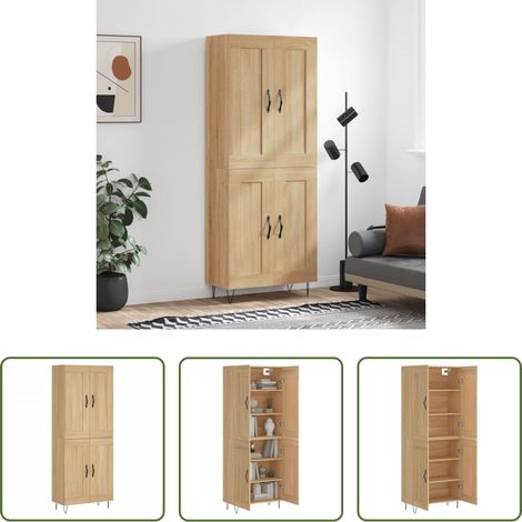 Holzschrank - Highboard Sonoma-Eiche 69,5x34x180 cm Holzwerkstoff (1/5)