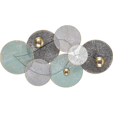 Decoración de pared multicolor de metal 49 x 91 cm círculos estilo oriental coastal Polonium (1/5)