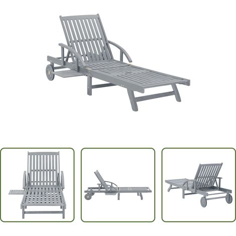 Chaise longue bois - Chaise longue de jardin Gris Bois d'acacia solide (1/5)