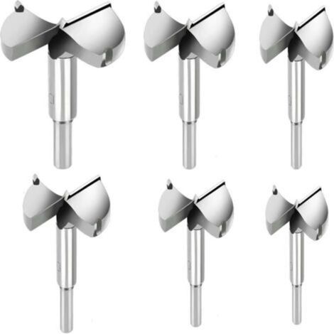 Pr 6 pieces Wood Drill Bits, Carbide Wood Milling Cutters Diameter 30/35/40/45/50/60mm, Drill Bits for Punching Wooden Products, Drawers, Plastic Products, Wood, Plywood (1/5)