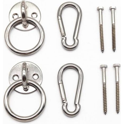 Kit per appendere amaca da interni con moschettoni e viti in acciaio inossidabile. (1/5)
