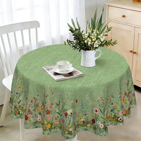 Nappe ronde 140 cm résistante aux intempéries avec motif floral pour jardin & cuisine