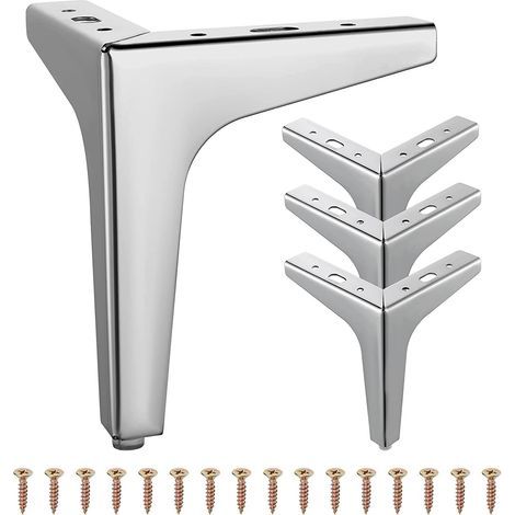 Set di 4 gambe triangolari moderne in metallo per mobili, ideali per armadi, divani e sedie (17 cm) (1/5)