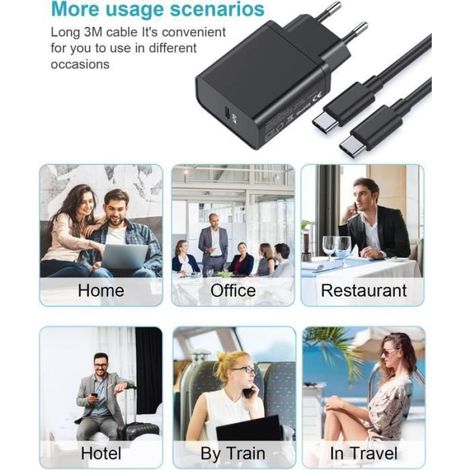 Samsung Galaxy S22 Ultra Type C Plug 25W USB C Chargeur rapide avec câble 3M,Chargeur adaptateur secteur USB (1/4)