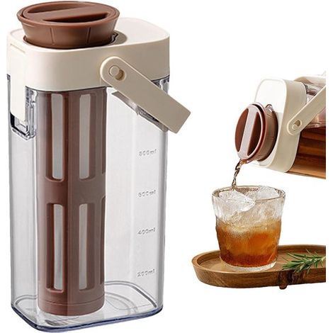 Macchina per caffè freddo, bollitore per tè freddo da 1 litro, pentola robusta con coperchio e manico, adatta a tutti i tipi di bevande. (1/5)