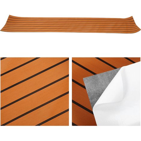 Tapis de sol adhésif en mousse EVA pour bateau, antidérapant, marron, pour pont de yacht ou de bateau, 240 x 45 x 0,6 cm (1/5)