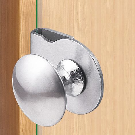 Poignées de porte en verre (2 pièces), poignées en acier inoxydable, installation sans perçage, accessoires pour portes de placards de bureau à domicile (1/4)