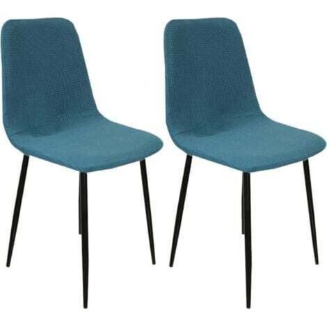 [JAMAIS UTILISÉ] Lot de 4 housses de chaise extensibles, style scandinave, pour salle à manger, en jacquard bleu moderne, pour salon, cuisine, chambre à coucher, décoration d'intérieur (1/4)