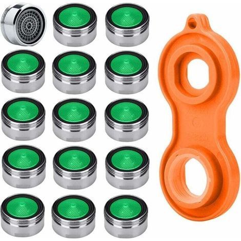 Mousseur Robinet Economiseur D'eau 15pcs M24 Embout Brise Jet Robinet Haute Qualité Matériel En Laiton Chromé + 1pc Aérateur De Robinet Universel