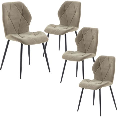 Lot de 4 chaises en tissu polyester doux vert et pieds en métal laqué noir - LUCIANA (1/5)