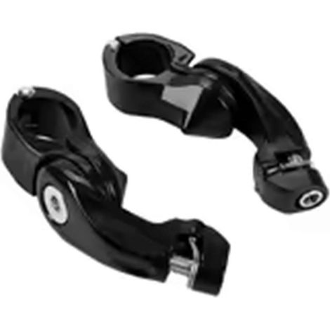 Adaptador de estriberas cromadas estilo macho para motocicletas, abrazaderas de montaje para protector de motor y reposapiés para Harley Softail Cafe Racer (1/5)