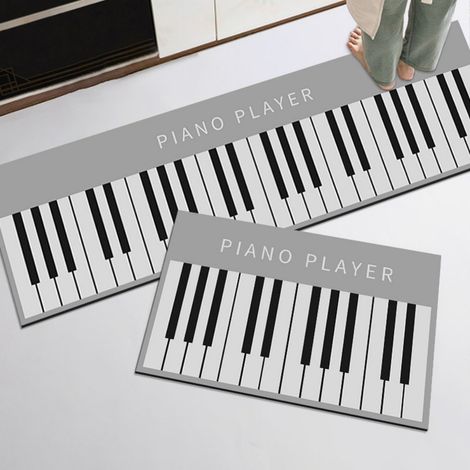 Touches de piano - Terre de diatomées grise 5020cm Tapis de cuisine, tapis de sol absorbant en terre de diatomées, facile à nettoyer, tapis rectangulaire antidérapant pour usage domestique (1/5)