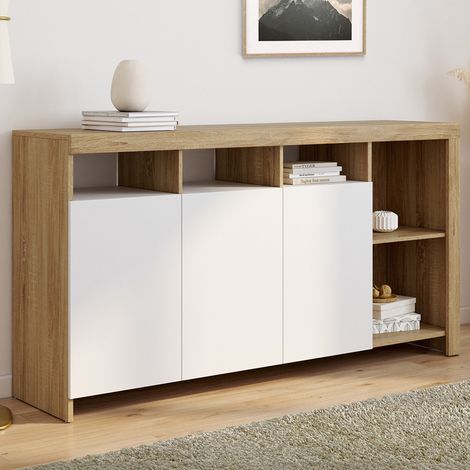Aparador MALO 140 cm con puertas de madera y blancas