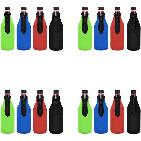 16er-Pack Isolierhüllen für Bierflaschen – hält Getränke kalt – Flaschenhüllen mit Reißverschluss – Kühlhüllen aus Neopren (1/5)