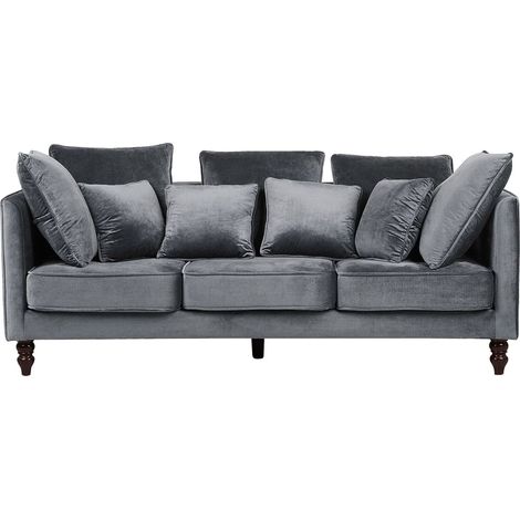 Sofa 3 Seater FENSTAD Velvet Grey (1/5)