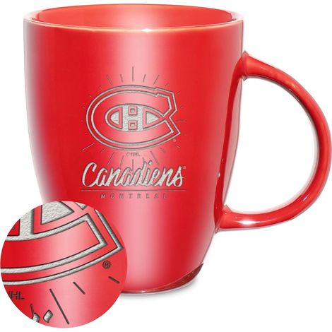 NHL Hockey Montréal Canadiens Sunburst Red Tasse en céramique brillante gravée au laser 532 ml