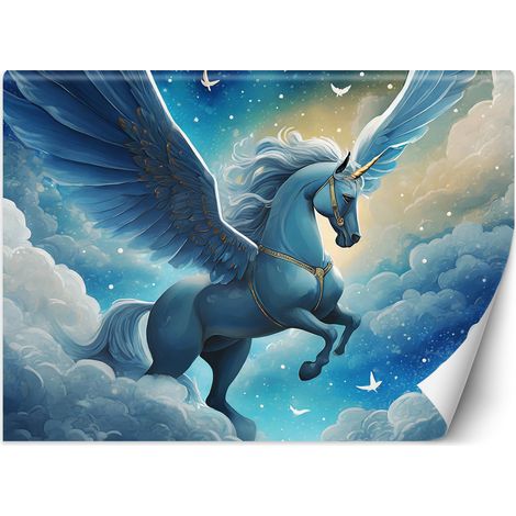 Fototapete Blaues Einhorn 100x70 cm