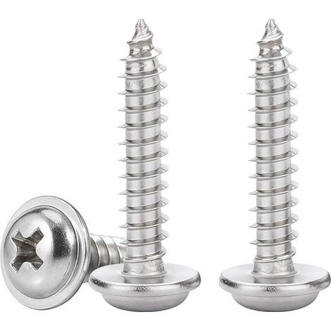 Vis a Bois en Inox M5x20mm Vis Autotaraudeuses à TêTe Ronde Avec Rondelles Cruciformes à Bois, EntièRement Fileté, 50 Pièces