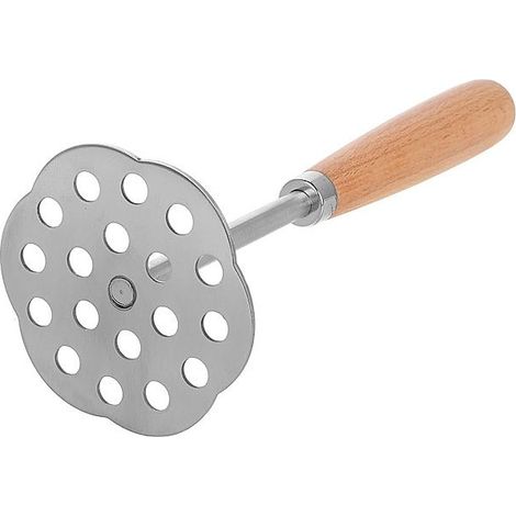 Presse-purée manuel robuste en inox avec poignée pour légumes, fruits et avocat (1/5)