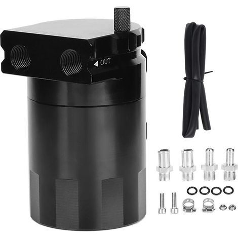 Universal Oil Catch Can Kit 300ML Reservoir Tank Engine Black Polish Baffled Aluminium Alloy (1/4)