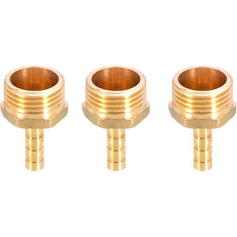 Lot de 3 raccords de tuyau cannelés en laiton coupleur connecteur 6 mm vers 1/2&34 mâle BSP fileté raccord de mamelon de tuyau adaptateur de tuyau (1/3)
