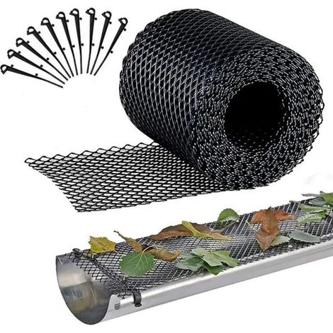 Rotolo da 6 metri di protezione stabile per grondaie con 10 clip, kit di protezione per grondaie per casa, posto auto coperto (1/4)