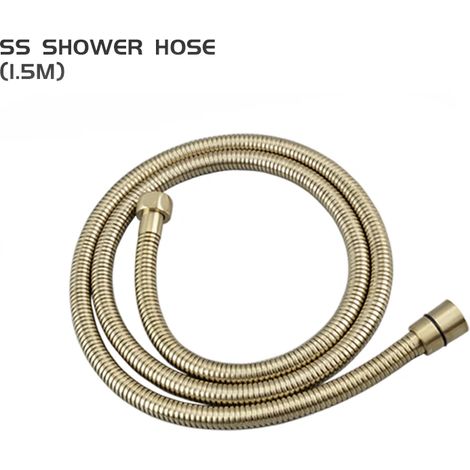 (Flexible de douche uniquement) Pommeau de douche à main en laiton ou en acier inoxydable finition or brossé, finition pluie. (1/5)